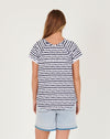 Slouch Tee Abstract Stripe Navy