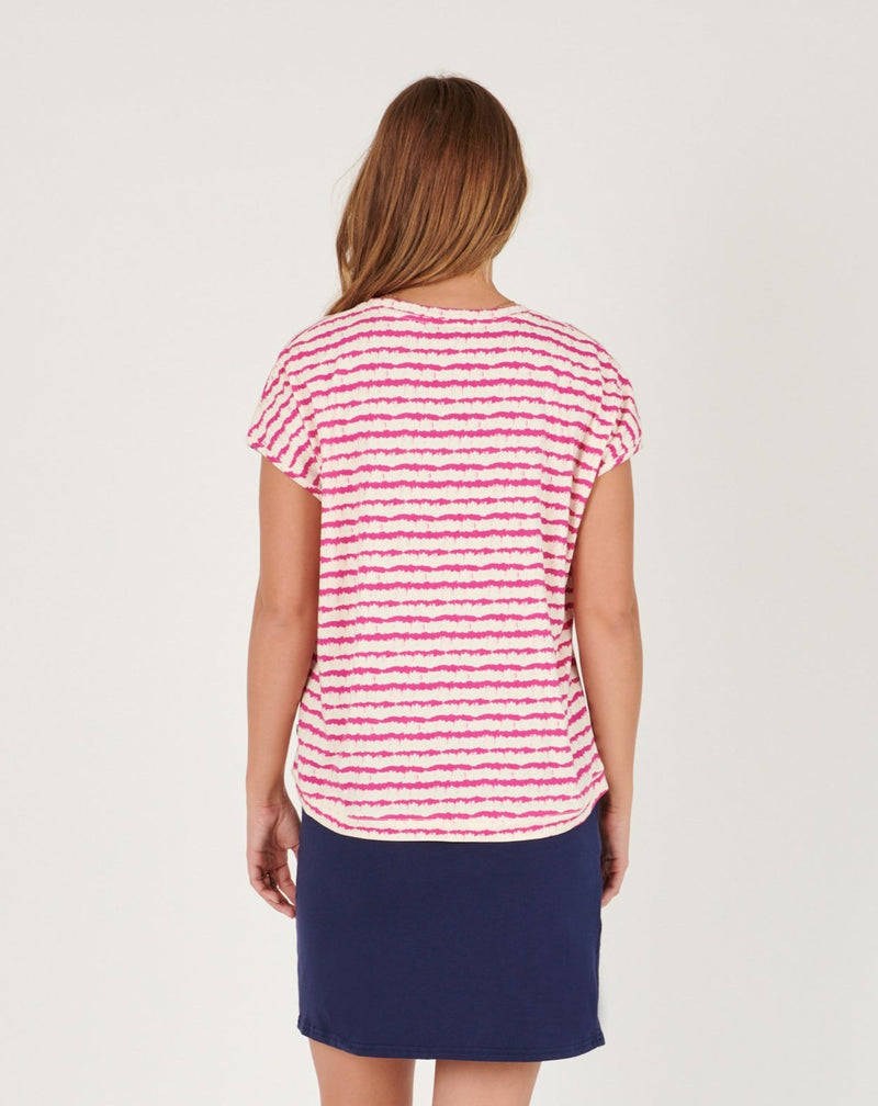Shell Tee Abstract Stripe Pink