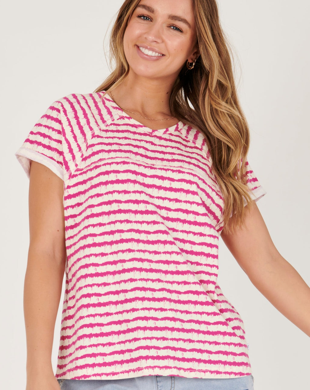 Slouch Tee Abstract Stripe Pink